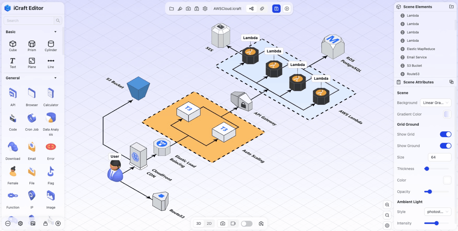iCraft Editor - 3D架构图绘制
