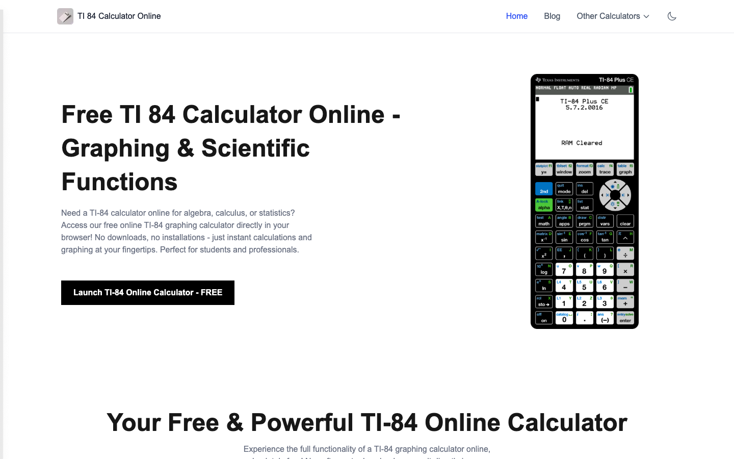 TI 84 Calculator 在线计算器
