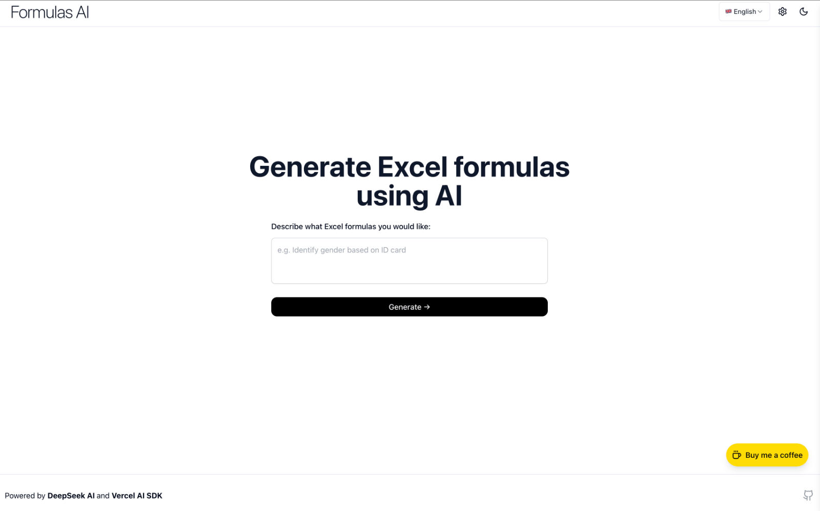 Formulas AI Excel生成