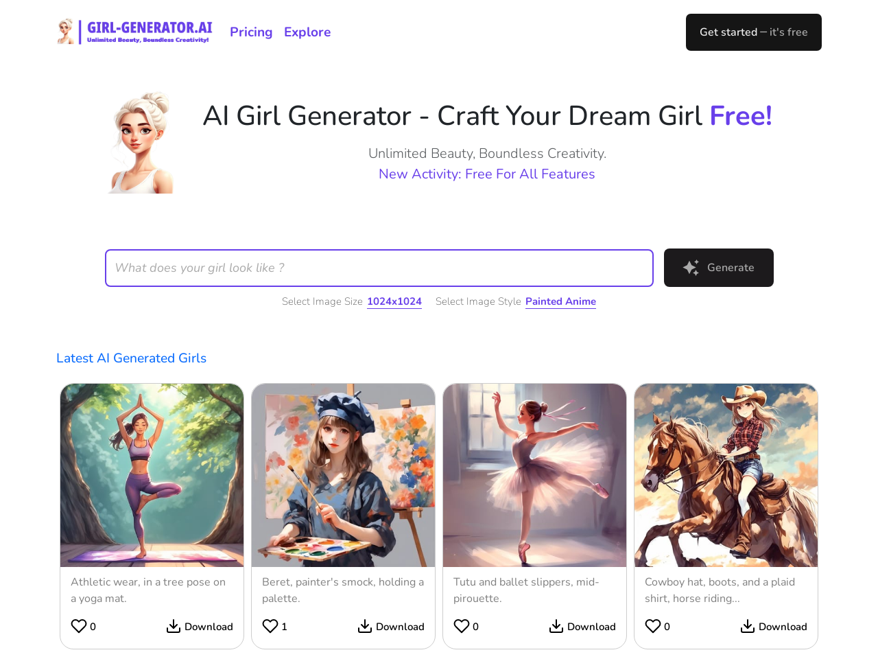 AI Girl Generator AI美女形象生成器