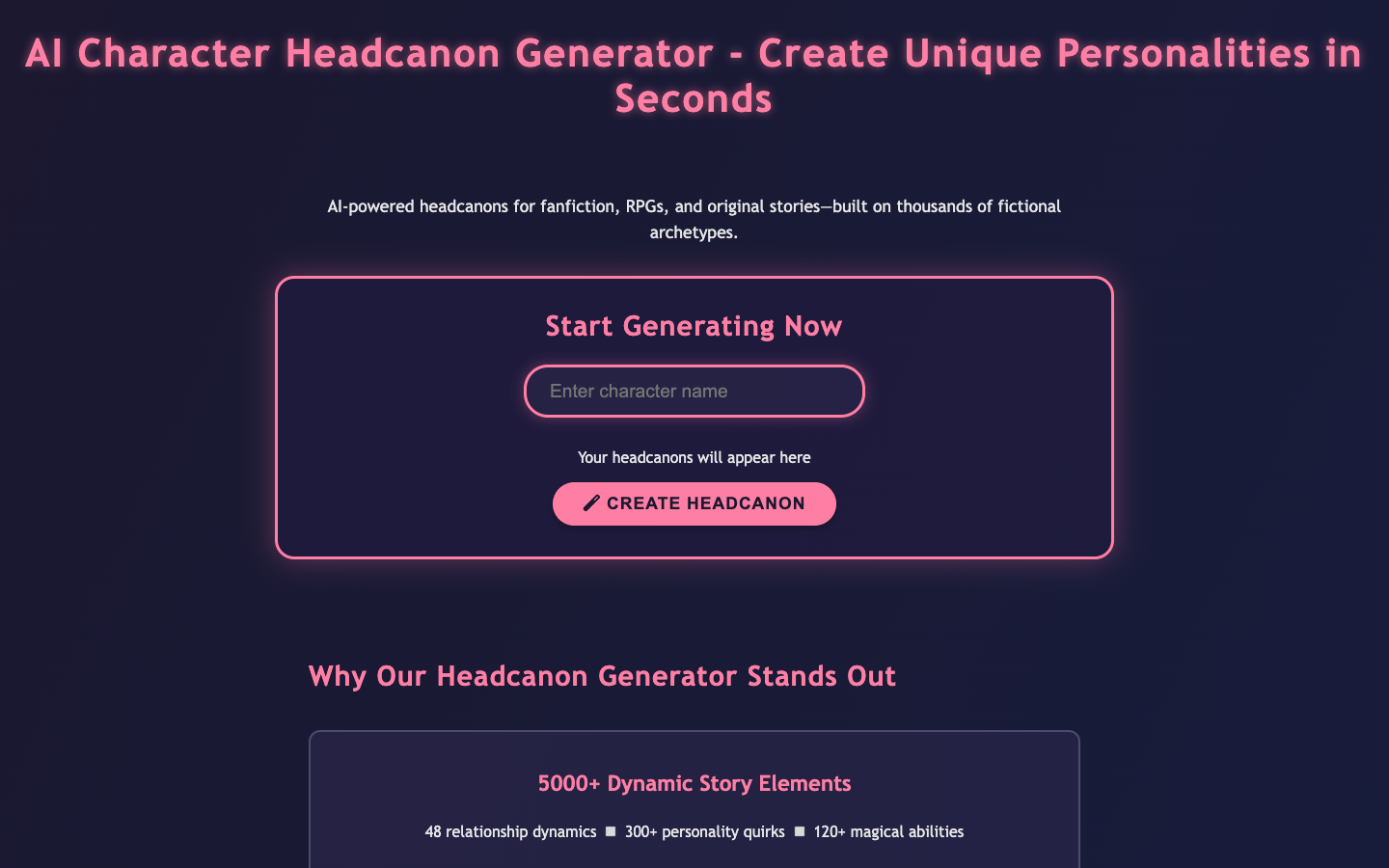 AI Character Headcanon Generator -AI角色设定生成器