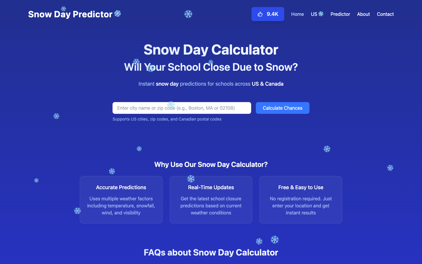 Snow Day Calculator 学校停课预测