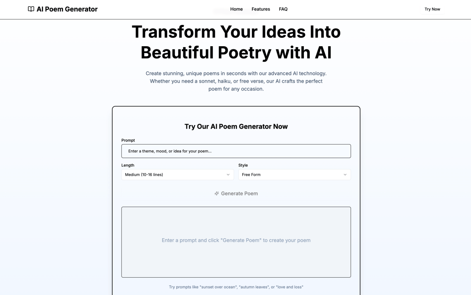 AI Poem Generator AI诗歌创作