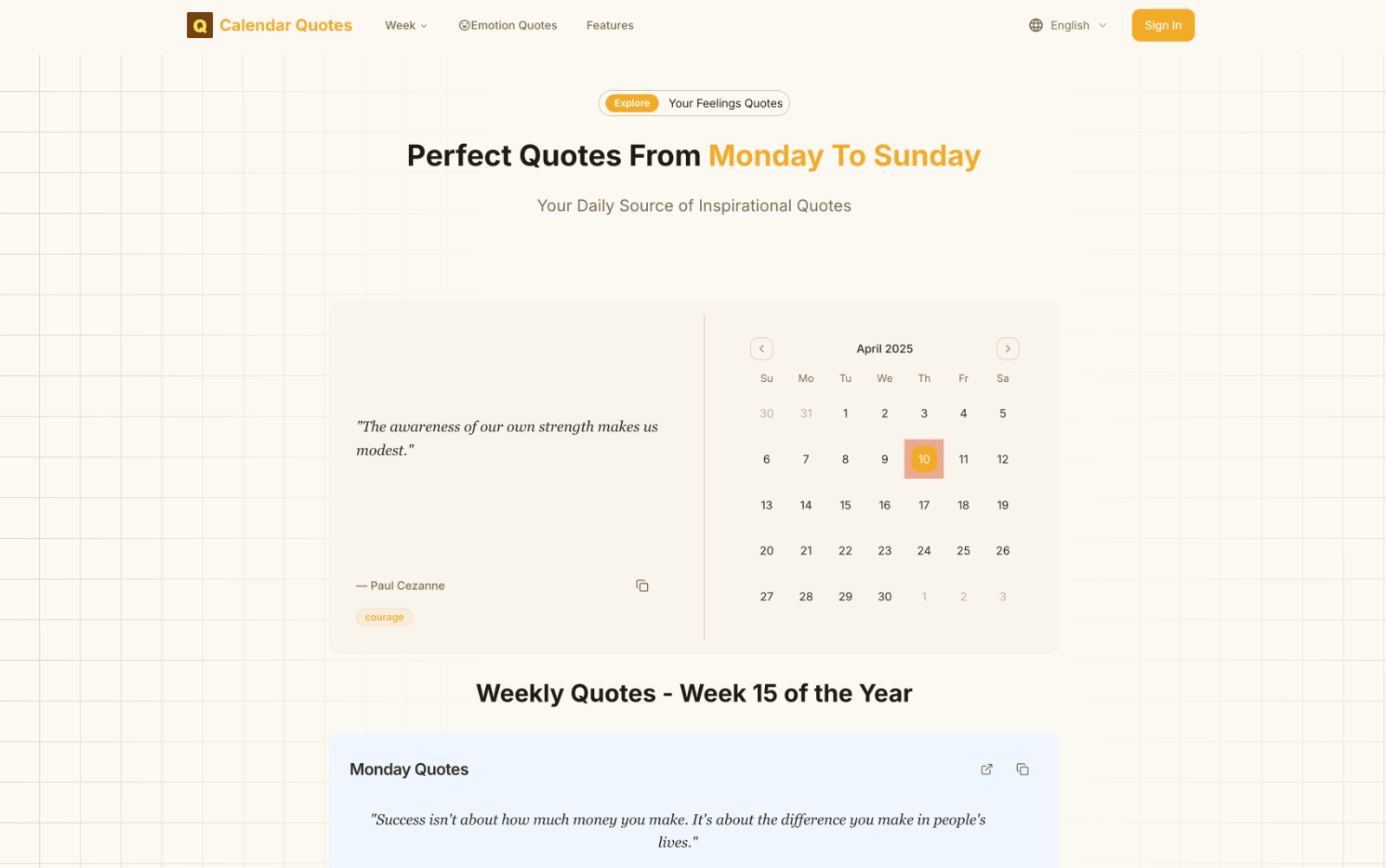 Calendar Quotes每日灵感语录